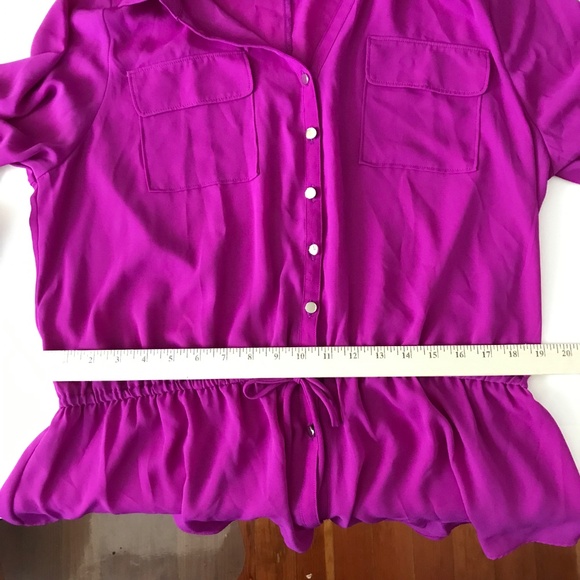 LANE BRYANT Peplum Button Down Blouse Purple Fushia Top Women’s Plus Size 14 1X - Picture 13 of 16